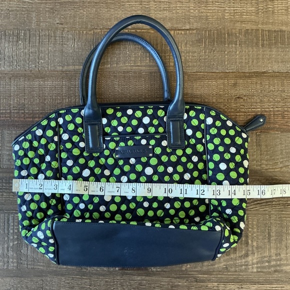 Vera Bradley Large Quilted Tote Bag Navy Green Dot Print - Picture 9 of 10